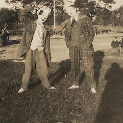 Digital Photograph - Holden Brothers Circus, Two Clowns in Costume and Face Paint, 1920s