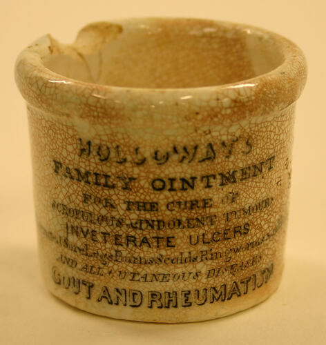 Ceramic earthenware pot for 'Holloway's Family Ointment'