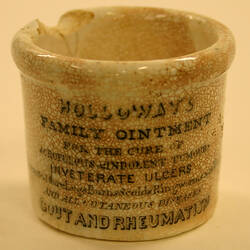 Ointment Jar - Earthenware, Black, Transfer-printed, London (Fragment)
