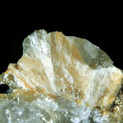 Fan-shaped yellow-white crystal.