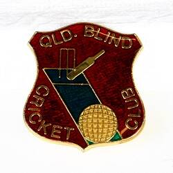Badge - Queensland Blind Cricket Club, A.J. Parkes, circa 1950s-1980s