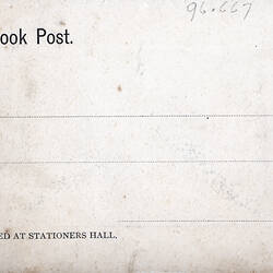 Postcard - South West Facade, Exhibition Building, Melbourne, circa 1900 (Reverse)