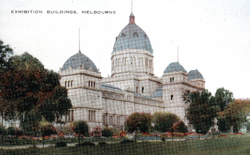 Postcard - Southern Facade, Exhibition Building, Valentine & Sons, Melbourne, circa 1905