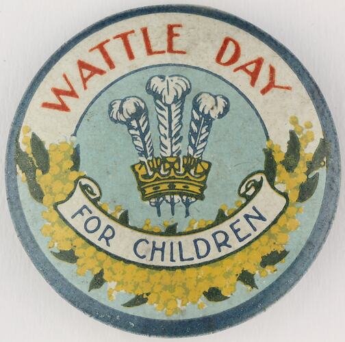 Badge - 'Wattle Day For Children', 1914-1918