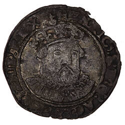 Coin, round, Crowned bust of the King facing within a circle of beads; text around, HENRIC 8 D G AGL FRA Z HIB