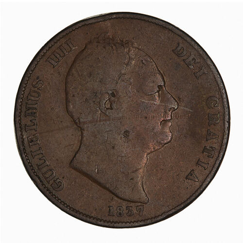 Coin - Penny, William IV, Great Britain, 1837 (Obverse)