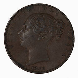 Coin - Farthing, Queen Victoria, Great Britain, 1839 (Obverse)