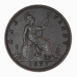 Coin - Penny, Queen Victoria, Great Britain, 1877 (Reverse)