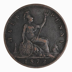 Coin - Halfpenny, Queen Victoria, Great Britain, 1872 (Reverse)