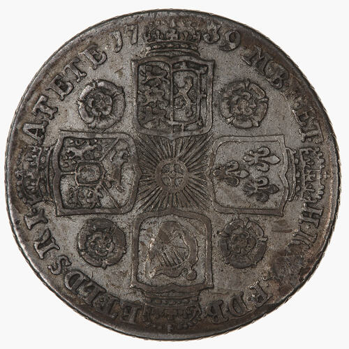 Coin - 1 Shilling, George II, Great Britain, 1739 (Reverse)