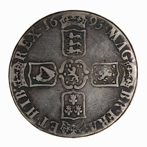 Coin - Crown 5 Shillings, William III, Great Britain, 1695 (Reverse)