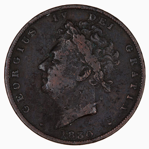 Coin - Farthing, George IV, Great Britain, 1830 (Obverse)