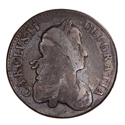 Coin - Crown, Charles II, Great Britain, 1671 (Obverse)