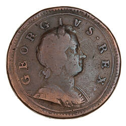 Coin - Halfpenny, George I, Great Britain, 1723 (Obverse)
