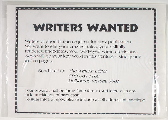 Leaflet - Writers Wanted