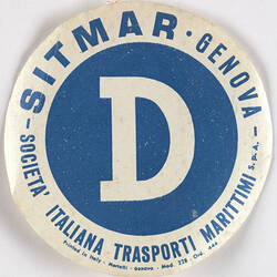 Baggage Label - Sitmar Line, Alphabetical, circa 1950s