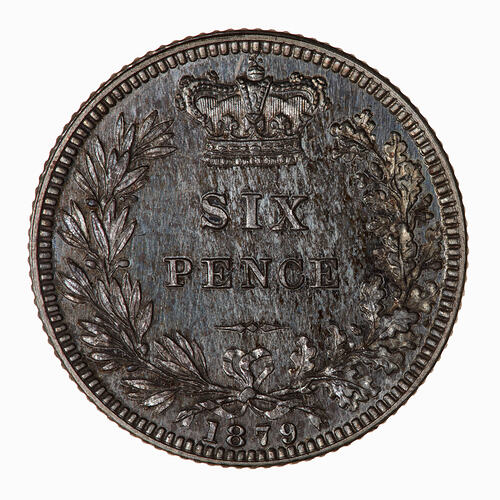 Proof Coin - Sixpence, Queen Victoria, Great Britain, 1879 (Reverse)