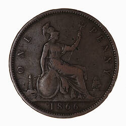 Coin - Penny, Queen Victoria, Great Britain, 1866 (Reverse)