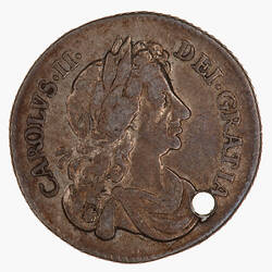 Coin - Sixpence, Charles II, Great Britain, 1676 (Obverse)