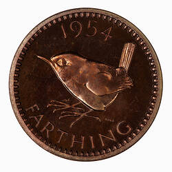 Proof Coin - Farthing, Elizabeth II, Great Britain, 1954 (Reverse)