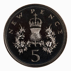 Proof Coin - 5 Pence, Great Britain, 1972 (Reverse)