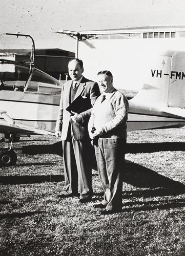 Photograph - Henry Millicer with the VH-FMM Airtourer Prototype, Victoria, circa 1959