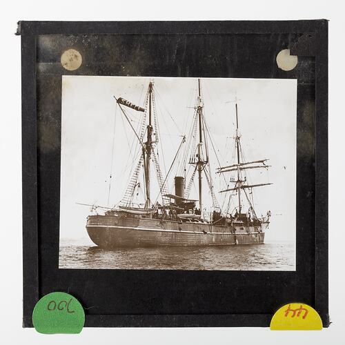 Lantern Slide - SY Discovery in Open Waters in the Antarctic, BANZARE, Voyage 1, Antarctica, 1929-1930