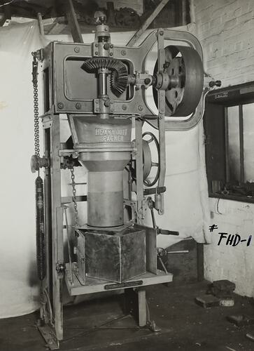Photograph - Schumacher Mill Furnishing Works, Packing Machine, Port Melbourne, Victoria, circa 1940s