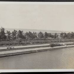 Photograph - Canal, Motor Road, Railway & Desert, Palmer Family Migrant Voyage, Suez Canal, Egypt, circa 06-07 Mar 1947