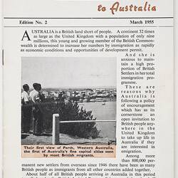 Booklet - 'Facts about Assisted Passages to Australia', Australian News & Information Bureau, Mar 1955, front cover