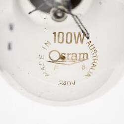 Top view of 100 watt light globe.