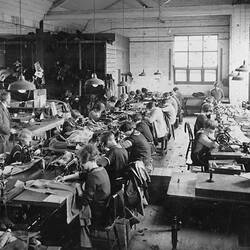 Photograph - Female Employees Working in Sewing Room, Simpson's Gloves Factory, Richmond, Victoria, circa 1932