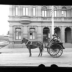 Glass Negative - Buggy in High Street, Northcote, Victoria, circa 1900
