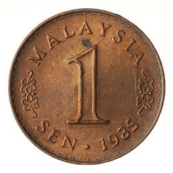 Coin - 1 Sen, Malaysia, 1985