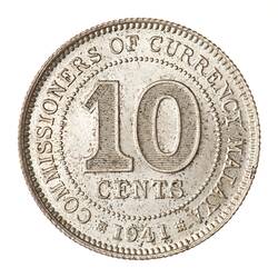 Coin - 10 Cents, Malaya, 1941