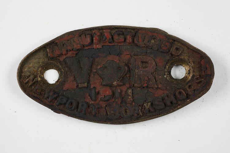 Rollingstock Builder's Plate - Victorian Railways, Newport Workshops, 1911