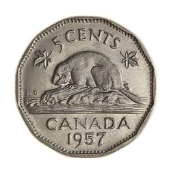 Coin - 5 Cents, Canada, 1957