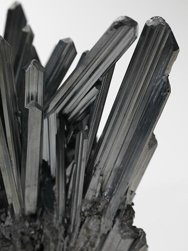 Black needle-like crystals.