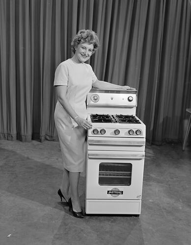 Evie Hayes with Metters Stove 1960