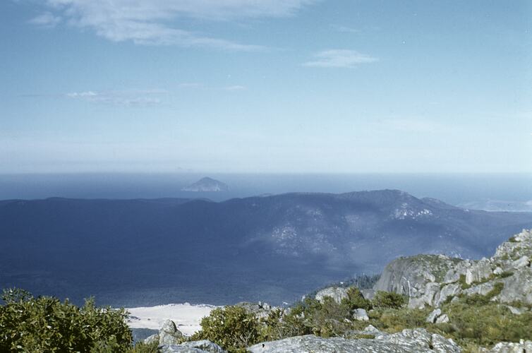 Martins Hill, Mt Norgate & Rodondo Island from Mt Oberon, Wilsons Promontory, Victoria, 31 May 1958