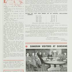 Page of a magazine with printed words and red highlights.