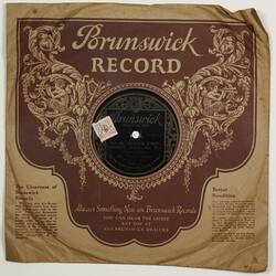 Brown decorated paper sleeve for a record.