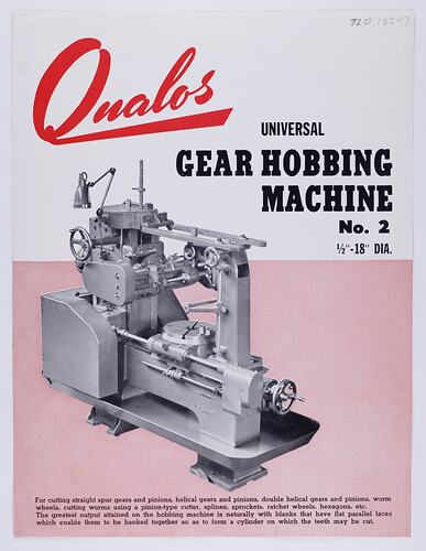 Front cover with photograph of Gear Hobbing Machine