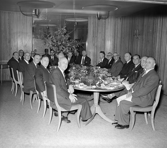 Group Portrait of Men at Dinning Table, Melbourne, Victoria, Jul 1958