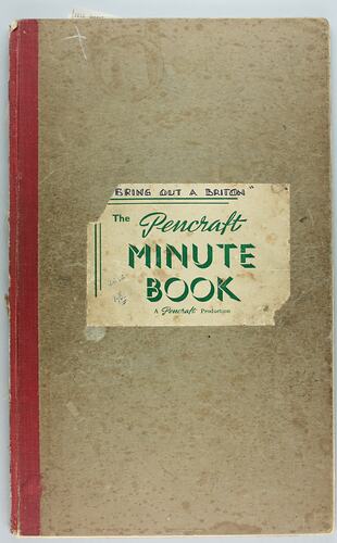 Minute Book - Bring Out A Briton committee, Melbourne, 1959