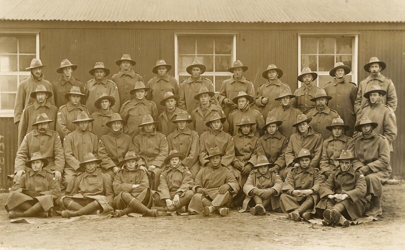 Australian Servicemen, 8th Platoon, B Company, 44th Battalion, 3rd Division, 1st A.I.F., World War I, circa 1916