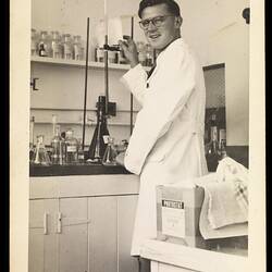 Photograph - Kodak Australasia Pty Ltd, Brian Daniel in Research Laboratory, Abbotsford, 1948-1949