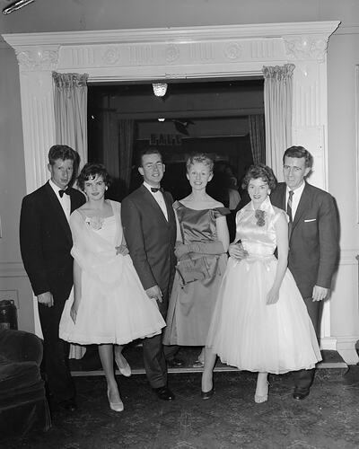 Swallow & Ariell Ltd, Three Couples at the Ball, 9 Darling Street, South Yarra, Victoria, 04 Sep 1959
