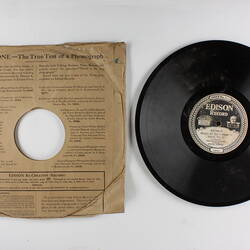 Disc Recording - Edison, Double-Sided, 'Drink To Me Only with Thine Eyes' & 'Waves of the Danube',1919-1929