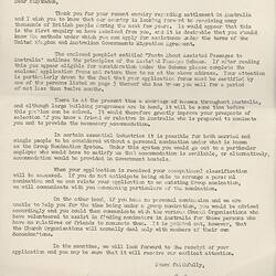 Letter - British Assisted Passage Scheme, John & Barbara Woods, Australia House London, 1957
